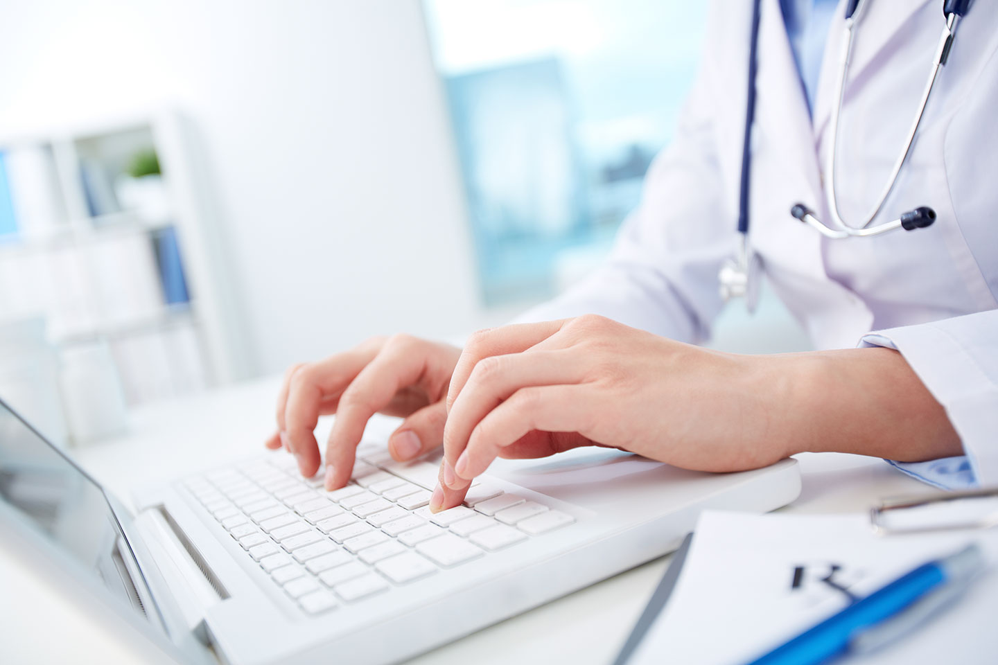 medical digital marketing doctor looking information database